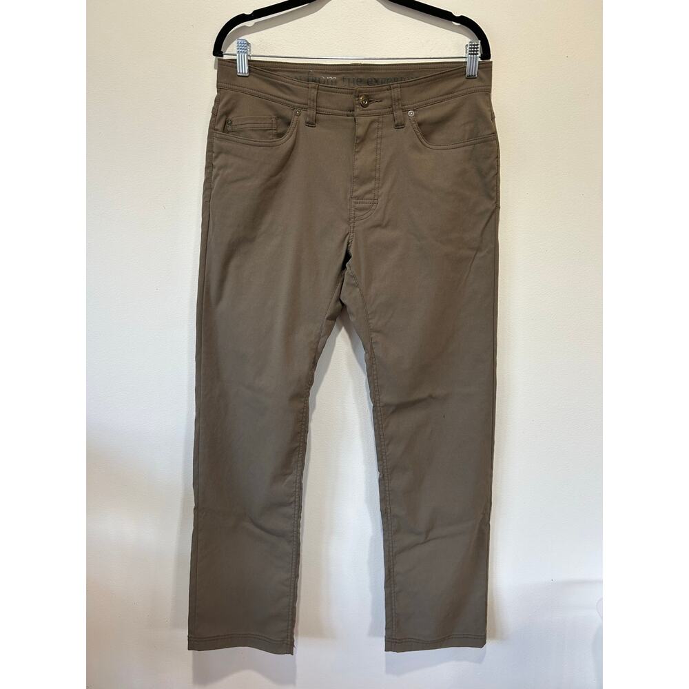 prAna slim fit mens pants size 32x31 brown stretch hiking outdoor small stain